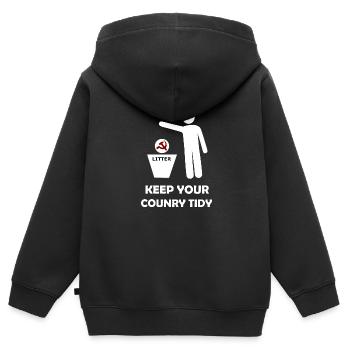 Élimination des déchets - Sweat Premium à capuche zippé enfant bio - noir - Dos - AI Model Kid Male (0cm)