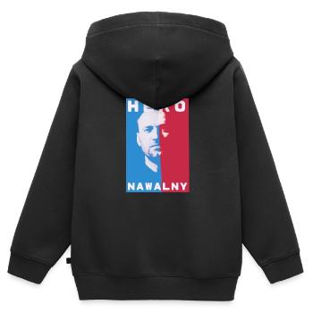 héros, Russie, rip, Alexei Navalny,Navalny - Sweat Premium à capuche zippé enfant bio - noir - Dos - AI Model Kid Male (0cm)