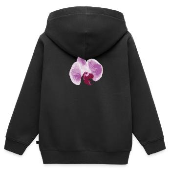orchidée - Sweat Premium à capuche zippé enfant bio - noir - Dos - AI Model Kid Male (0cm)