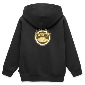 Weggebuttert Tattofrei weil reine Haut rein haut - Kinder Premium Organic Zip Hoodie - Schwarz - Hinten - AI Model Kid Male (0cm)