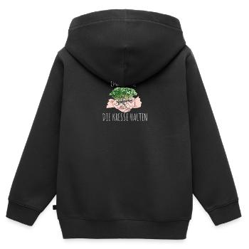 Einfach mal die Kresse halten Fresse Satire MEME - Kinder Premium Organic Zip Hoodie - Schwarz - Hinten - AI Model Kid Male (0cm)