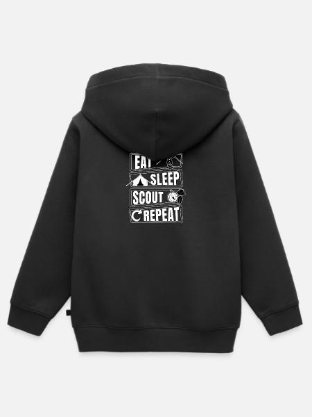 Eat Sleep scout repeat Pfadfinder Scout Scouting - Premium børne zip-hættetrøje økologisk - sort