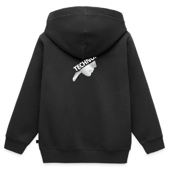 Techno Nonne - Dark Techno, Dark Minimal Techno, H - Kinder Premium Organic Zip Hoodie - Schwarz - Hinten - AI Model Kid Male (0cm)