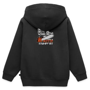 Du Bist Nicht Du Wenn Die Kette Stumpf Ist Holz - Kinder Premium Organic Zip Hoodie - Schwarz - Hinten - AI Model Kid Male (0cm)
