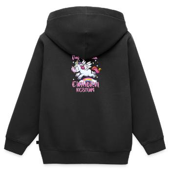 Das ist mein Einhorn Kostüm - Kinder Premium Organic Zip Hoodie - Schwarz - Hinten - AI Model Kid Male (0cm)