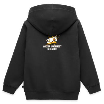 Und zack wieder unbeliebt gemacht - Kinder Premium Organic Zip Hoodie - Schwarz - Hinten - AI Model Kid Male (0cm)