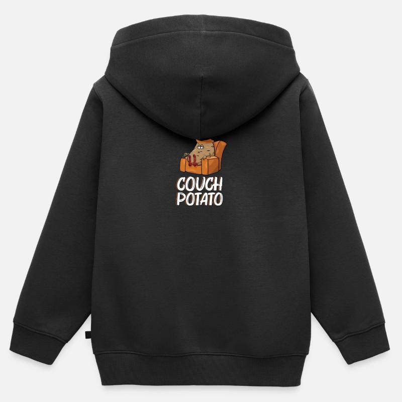 Couch Potato Lazy Sofa Potato Relax Gift - Sweat Premium à capuche zippé enfant bio - noir
