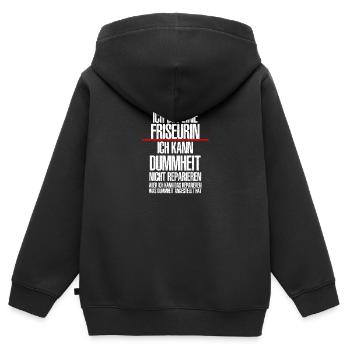 Ich Bin Eine FRISEURIN - Kinder Premium Organic Zip Hoodie - Schwarz - Hinten - AI Model Kid Male (0cm)