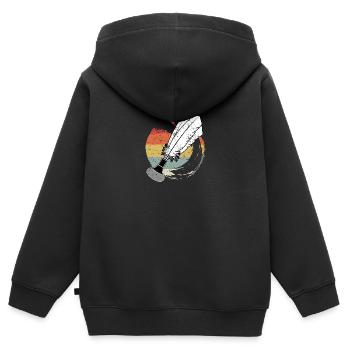 Indiaca Volleyball Retro Trend Sport Amérique du Sud - Sweat Premium à capuche zippé enfant bio - noir - Dos - AI Model Kid Male (0cm)