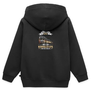 Modelleisenbahn Opa - Kinder Premium Organic Zip Hoodie - Schwarz - Hinten - AI Model Kid Male (0cm)