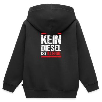 Kein Diesel ist illegal - Kinder Premium Organic Zip Hoodie - Schwarz - Hinten - AI Model Kid Male (0cm)