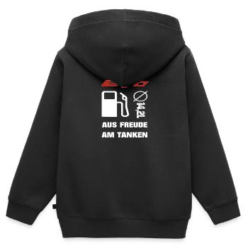 EVO aus Freude am Tanken - Kinder Premium Organic Zip Hoodie - Schwarz - Hinten - AI Model Kid Male (0cm)