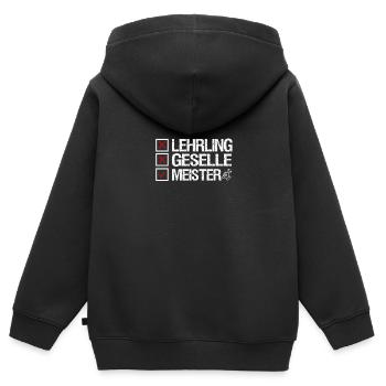 Lehrling Geselle Meister - Kinder Premium Organic Zip Hoodie - Schwarz - Hinten - AI Model Kid Male (0cm)