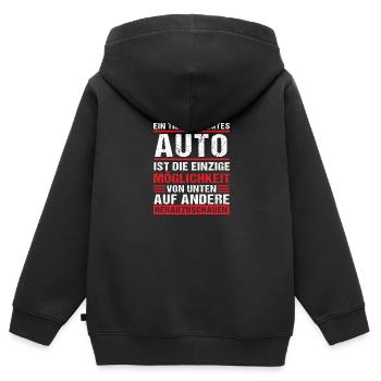 Ein tiefes Auto ermöglicht - Kinder Premium Organic Zip Hoodie - Schwarz - Hinten - AI Model Kid Male (0cm)