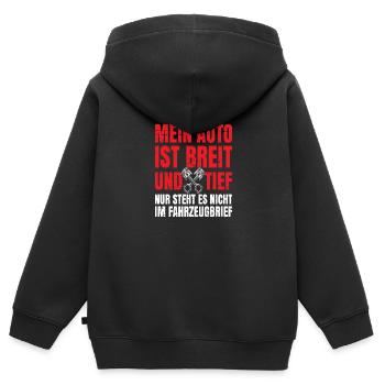 Mein Auto ist Breit und Tief - Kinder Premium Organic Zip Hoodie - Schwarz - Hinten - AI Model Kid Male (0cm)