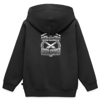 Quatsch mich nicht an mein Freund ist auto tuner - Kinder Premium Organic Zip Hoodie - Schwarz - Hinten - AI Model Kid Male (0cm)