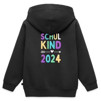 Schulkind 2024 Einhorn 1. Klasse Herz Einschulung - Kinder Premium Organic Zip Hoodie - Schwarz - Hinten - AI Model Kid Male (0cm)