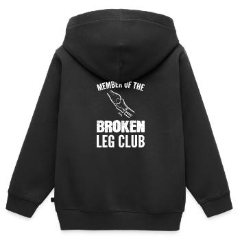 Gebrochenes Bein - Kinder Premium Organic Zip Hoodie - Schwarz - Hinten - AI Model Kid Male (0cm)