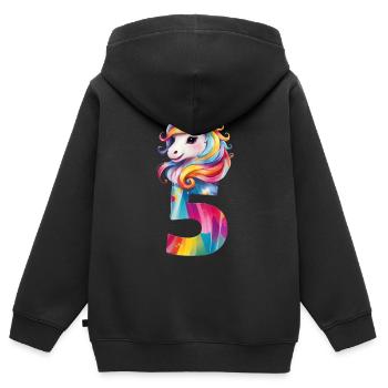 5. GEBURTSTAG EINHORN - Kinder Premium Organic Zip Hoodie - Schwarz - Hinten - AI Model Kid Male (0cm)