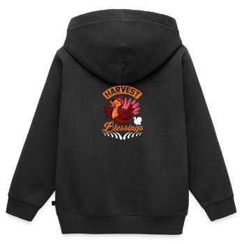 Segnungen ernten - Kinder Premium Organic Zip Hoodie - Schwarz - Hinten - AI Model Kid Male (0cm)
