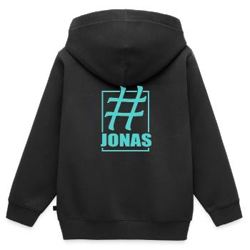Media Jonas - Kinder Premium Organic Zip Hoodie - Schwarz - Hinten - AI Model Kid Male (0cm)
