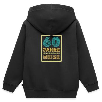 Weisheit 60 - Kinder Premium Organic Zip Hoodie - Schwarz - Hinten - AI Model Kid Male (0cm)