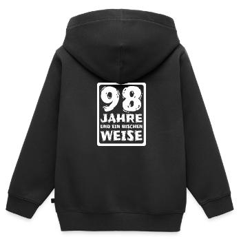 Alter 98 - Kinder Premium Organic Zip Hoodie - Schwarz - Hinten - AI Model Kid Male (0cm)