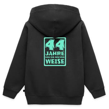 Alter 44 - Kinder Premium Organic Zip Hoodie - Schwarz - Hinten - AI Model Kid Male (0cm)