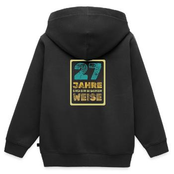 Weisheit 27 - Kinder Premium Organic Zip Hoodie - Schwarz - Hinten - AI Model Kid Male (0cm)