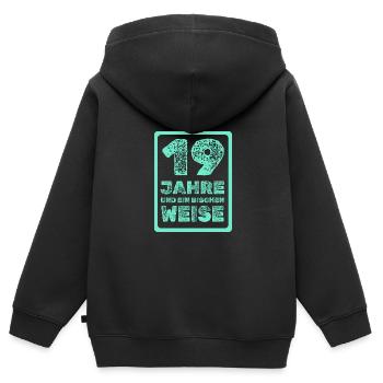 19 - Kinder Premium Organic Zip Hoodie - Schwarz - Hinten - AI Model Kid Male (0cm)