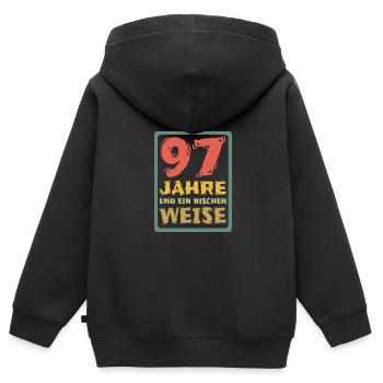 97 - Kinder Premium Organic Zip Hoodie - Schwarz - Hinten - AI Model Kid Male (0cm)