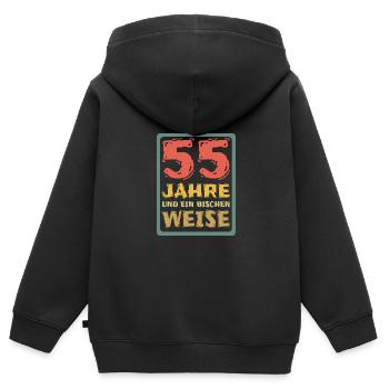 Weisheit 55 - Kinder Premium Organic Zip Hoodie - Schwarz - Hinten - AI Model Kid Male (0cm)