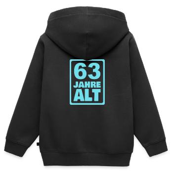 63 - Kinder Premium Organic Zip Hoodie - Schwarz - Hinten - AI Model Kid Male (0cm)