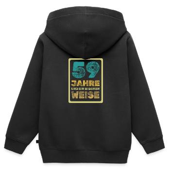 Weisheit 59 - Kinder Premium Organic Zip Hoodie - Schwarz - Hinten - AI Model Kid Male (0cm)