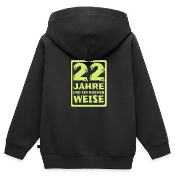 Alter 22 - Kinder Premium Organic Zip Hoodie - Schwarz - Hinten - AI Model Kid Male (0cm)