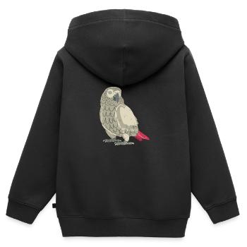 Perroquet gris - Sweat Premium à capuche zippé enfant bio - noir - Dos - AI Model Kid Male (0cm)