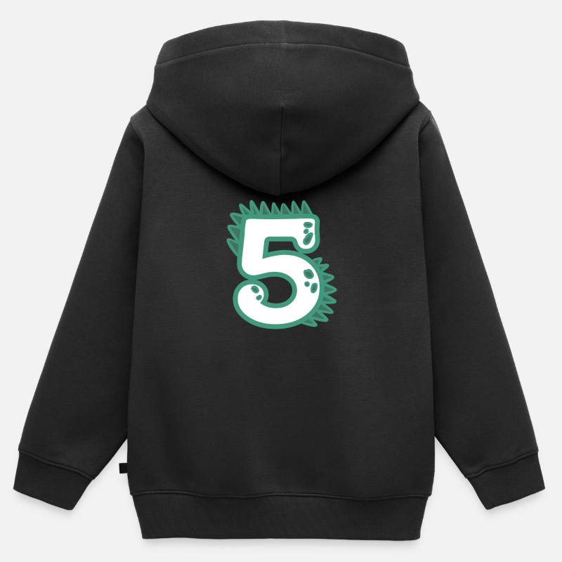 Numéro 5 - Sweat Premium à capuche zippé enfant bio - noir