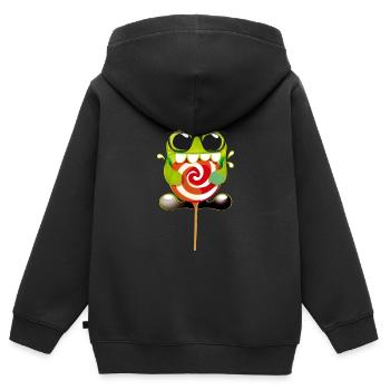 naschmonster lolli - Kinder Premium Organic Zip Hoodie - Schwarz - Hinten - AI Model Kid Male (0cm)
