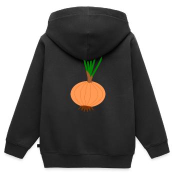 zwiebeln onion halloween gemuese vegetables29 - Kinder Premium Organic Zip Hoodie - Schwarz - Hinten - AI Model Kid Male (0cm)