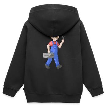 Comic Handwerker - Kinder Premium Organic Zip Hoodie - Schwarz - Hinten - AI Model Kid Male (0cm)