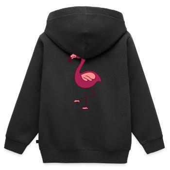 Suesser Flamingo Design - Kinder Premium Organic Zip Hoodie - Schwarz - Hinten - AI Model Kid Male (0cm)