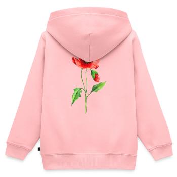 Blume - Kinder Premium Organic Zip Hoodie - Rosa - Hinten - AI Model Kid Female (0cm)