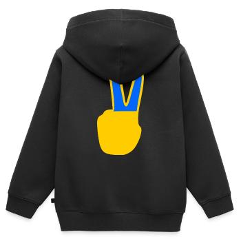 Ukraine - Kinder Premium Organic Zip Hoodie - Schwarz - Hinten - AI Model Kid Male (0cm)