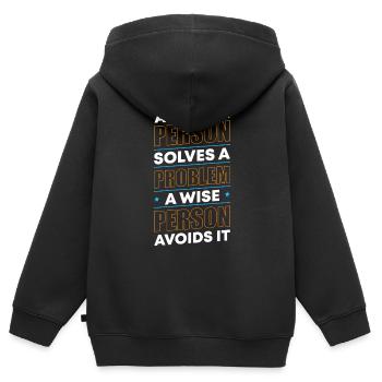 Problem Die Lösung Motto - Kinder Premium Organic Zip Hoodie - Schwarz - Hinten - AI Model Kid Male (0cm)