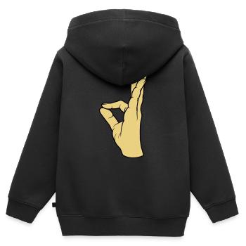 Parfait geste de la main très savoureux - Sweat Premium à capuche zippé enfant bio - noir - Dos - AI Model Kid Male (0cm)