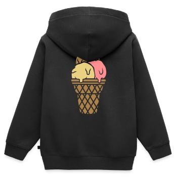 Crème glacée au chocolat vanille fraise - Sweat Premium à capuche zippé enfant bio - noir - Dos - AI Model Kid Male (0cm)