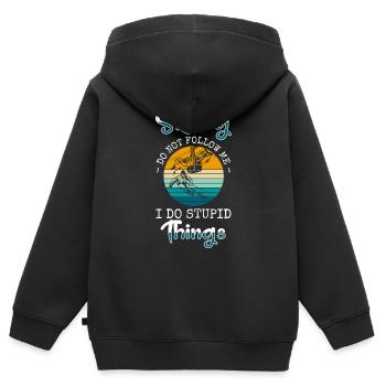 Skifahren Pistensau Skipiste - Kinder Premium Organic Zip Hoodie - Schwarz - Hinten - AI Model Kid Male (0cm)