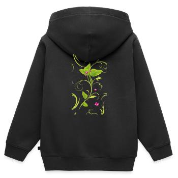 Zweig mit rosa Blüten - Kinder Premium Organic Zip Hoodie - Schwarz - Hinten - AI Model Kid Male (0cm)