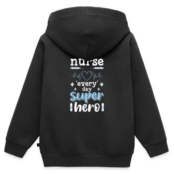 Alltag Superheld Lebensretter Arbeit - Kinder Premium Organic Zip Hoodie - Schwarz - Hinten - AI Model Kid Male (0cm)