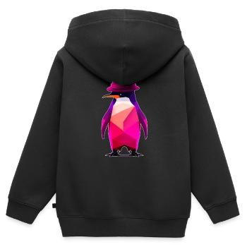 penguin with a hat Ur-Tshirt - Kinder Premium Organic Zip Hoodie - Schwarz - Hinten - AI Model Kid Male (0cm)